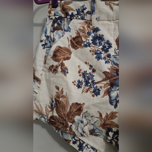 ABERCROMBIE Mid-Rise Linen Cotton Blend Tailored Shorts In Floral. Multi. SM NWT - Picture 11 of 13